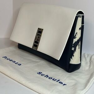 Proenza Schouler PS Elliot Clutch Leather / Suede White on Black